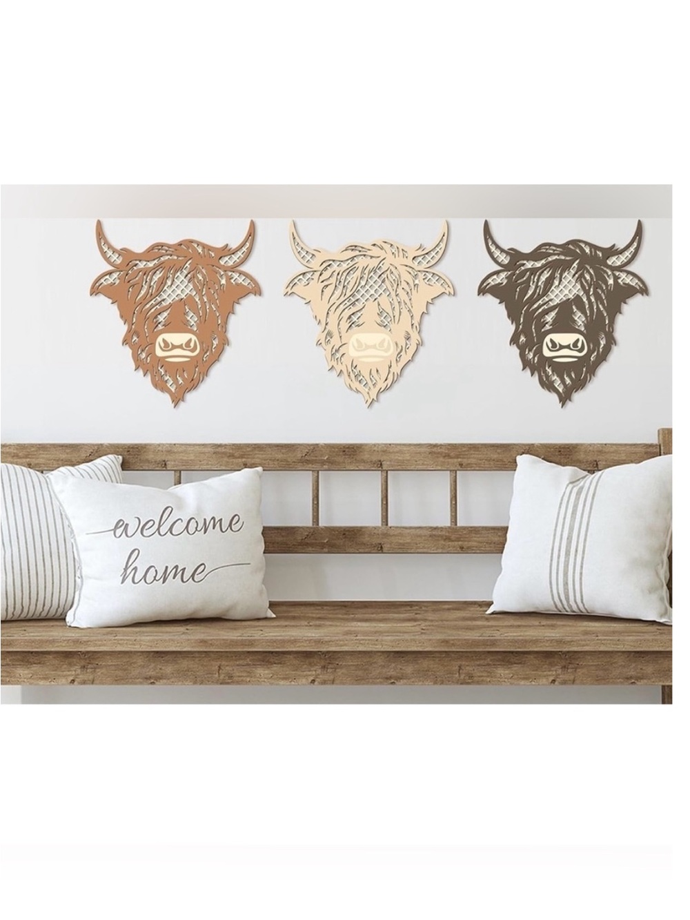3 piece western highland cow wall decor